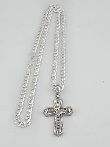 Brand New Sterling Silver 925 Cross with hands Necklace