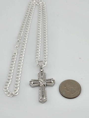 Brand New Sterling Silver 925 Cross with hands Necklace