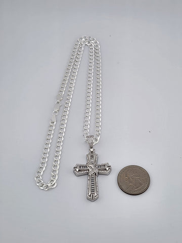 Brand New Sterling Silver 925 Cross with hands Necklace