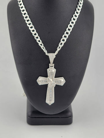 Brand New Sterling Silver 925 Cross with hands Necklace