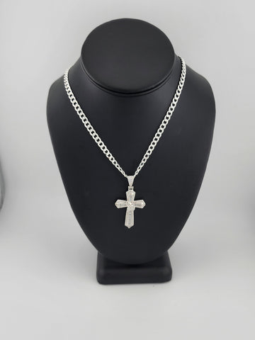 Brand New Sterling Silver 925 Cross with hands Necklace