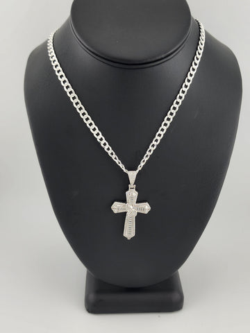 Brand New Sterling Silver 925 Cross with hands Necklace