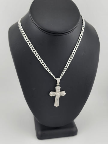 Brand New Sterling Silver 925 Cross with hands Necklace