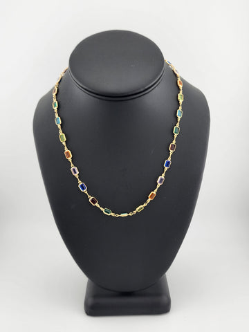 Brand New Brazilian 18k Gold Filled Multi Colored Gemstones Necklace