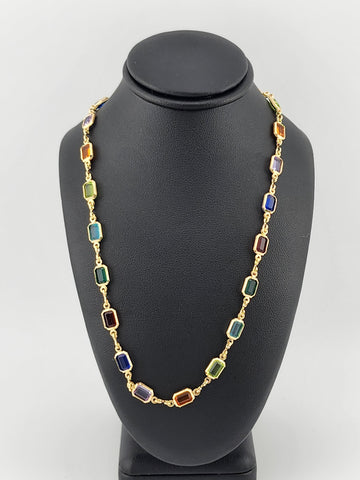 Brand New Brazilian 18k Gold Filled Multi Colored Gemstones Necklace