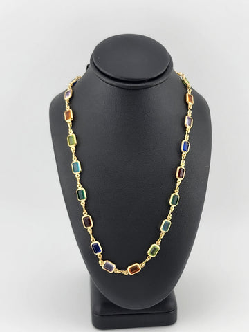 Brand New Brazilian 18k Gold Filled Multi Colored Gemstones Necklace