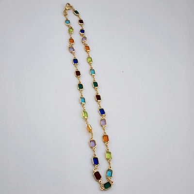 Brand New Brazilian 18k Gold Filled Multi Colored Gemstones Necklace