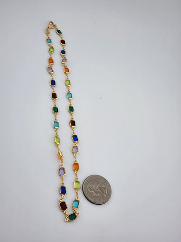 Brand New Brazilian 18k Gold Filled Multi Colored Gemstones Necklace