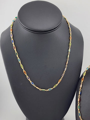 Brand New Brazilian 18k Gold Filled Multi Colored Gemstones Necklace