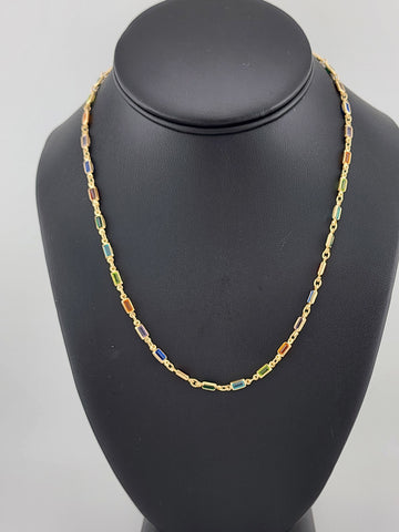 Brand New Brazilian 18k Gold Filled Multi Colored Gemstones Necklace