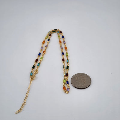 Brand New Brazilian 18k Gold Filled Multi Colored Gemstones Necklace