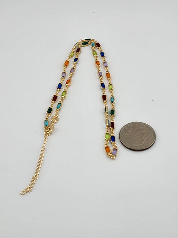 Brand New Brazilian 18k Gold Filled Multi Colored Gemstones Necklace