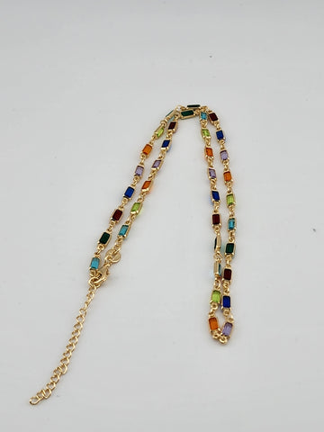 Brand New Brazilian 18k Gold Filled Multi Colored Gemstones Necklace