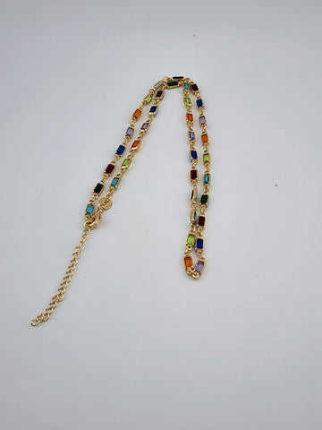 Brand New Brazilian 18k Gold Filled Multi Colored Gemstones Necklace