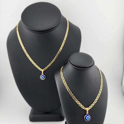 Brand New Brazilian 18k Gold Filled Blue Evil Eye Necklace