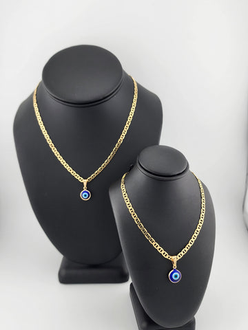 Brand New Brazilian 18k Gold Filled Blue Evil Eye Necklace