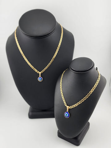 Brand New Brazilian 18k Gold Filled Blue Evil Eye Necklace