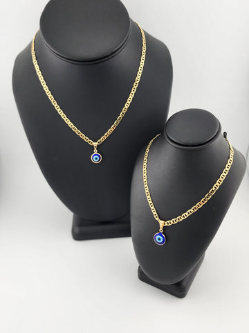 Brand New Brazilian 18k Gold Filled Blue Evil Eye Necklace