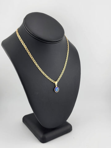 Brand New Brazilian 18k Gold Filled Blue Evil Eye Necklace