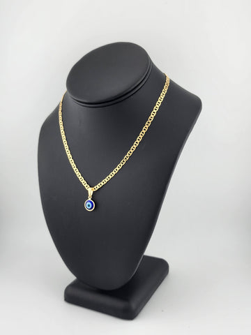 Brand New Brazilian 18k Gold Filled Blue Evil Eye Necklace