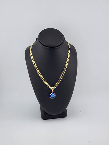 Brand New Brazilian 18k Gold Filled Blue Evil Eye Necklace