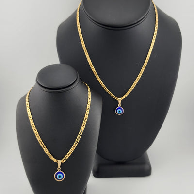 Brand New Brazilian 18k Gold Filled Blue Evil Eye Necklace