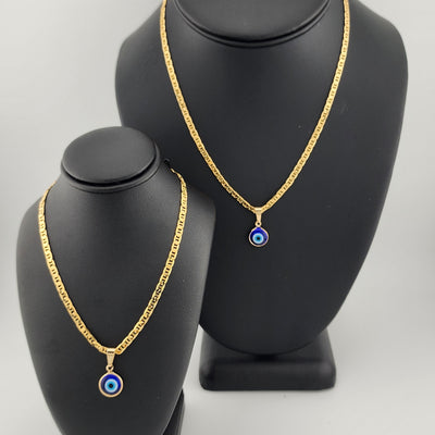 Brand New Brazilian 18k Gold Filled Blue Evil Eye Necklace