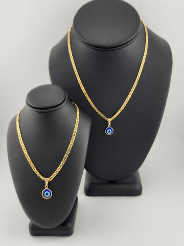 Brand New Brazilian 18k Gold Filled Blue Evil Eye Necklace