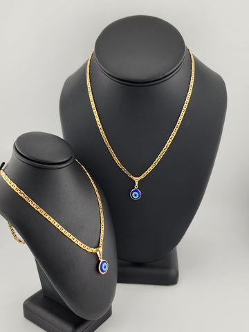 Brand New Brazilian 18k Gold Filled Blue Evil Eye Necklace