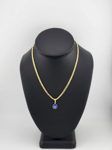 Brand New Brazilian 18k Gold Filled Blue Evil Eye Necklace