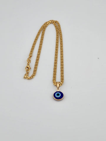 Brand New Brazilian 18k Gold Filled Blue Evil Eye Necklace