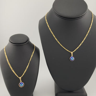 Brand New Brazilian 18k Gold Filled Blue Evil Eye Necklace