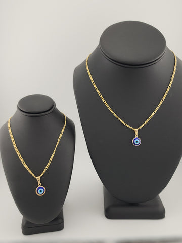 Brand New Brazilian 18k Gold Filled Blue Evil Eye Necklace