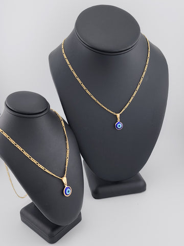 Brand New Brazilian 18k Gold Filled Blue Evil Eye Necklace