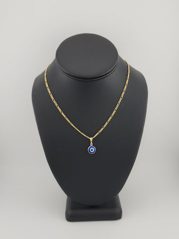 Brand New Brazilian 18k Gold Filled Blue Evil Eye Necklace