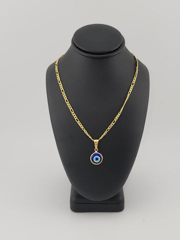 Brand New Brazilian 18k Gold Filled Blue Evil Eye Necklace