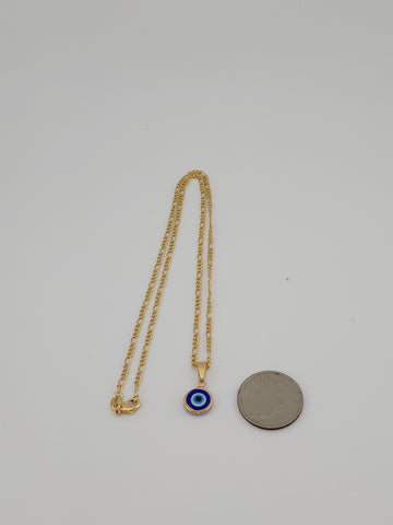 Brand New Brazilian 18k Gold Filled Blue Evil Eye Necklace