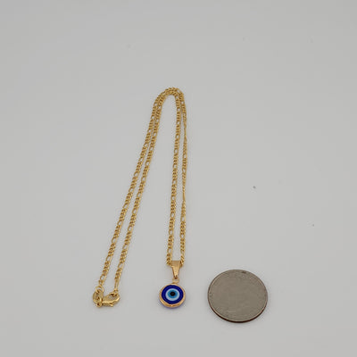 Brand New Brazilian 18k Gold Filled Blue Evil Eye Necklace