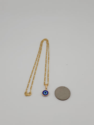 Brand New Brazilian 18k Gold Filled Blue Evil Eye Necklace