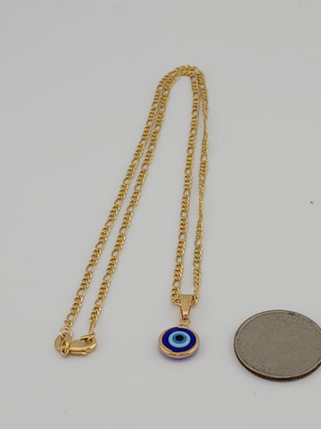 Brand New Brazilian 18k Gold Filled Blue Evil Eye Necklace