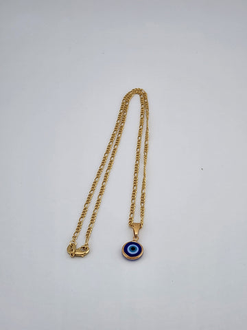 Brand New Brazilian 18k Gold Filled Blue Evil Eye Necklace