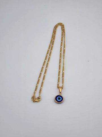 Brand New Brazilian 18k Gold Filled Blue Evil Eye Necklace