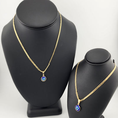 Brand New Brazilian 18k Gold Filled Blue Evil Eye Necklace