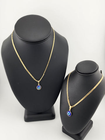 Brand New Brazilian 18k Gold Filled Blue Evil Eye Necklace