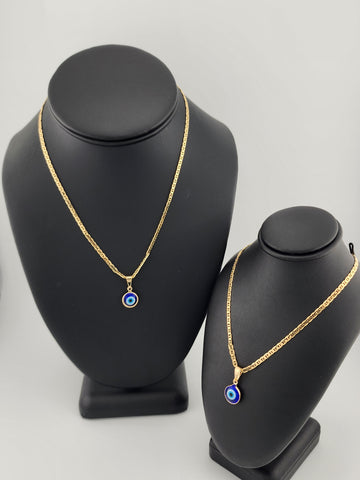 Brand New Brazilian 18k Gold Filled Blue Evil Eye Necklace