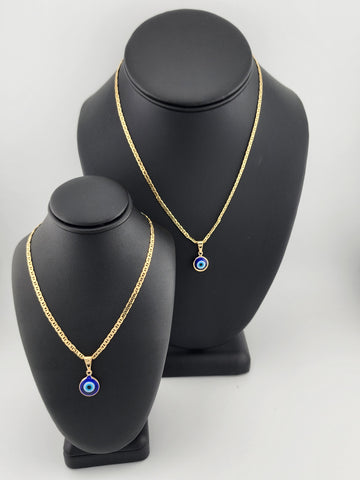 Brand New Brazilian 18k Gold Filled Blue Evil Eye Necklace