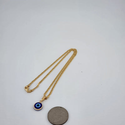 Brand New Brazilian 18k Gold Filled Blue Evil Eye Necklace