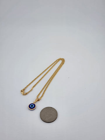 Brand New Brazilian 18k Gold Filled Blue Evil Eye Necklace