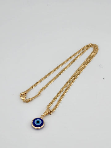 Brand New Brazilian 18k Gold Filled Blue Evil Eye Necklace