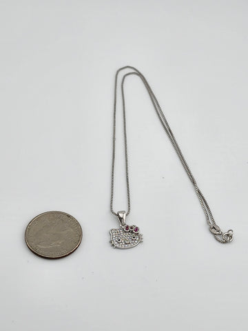 Brand New Sterling Silver 925 Kitty face Necklace